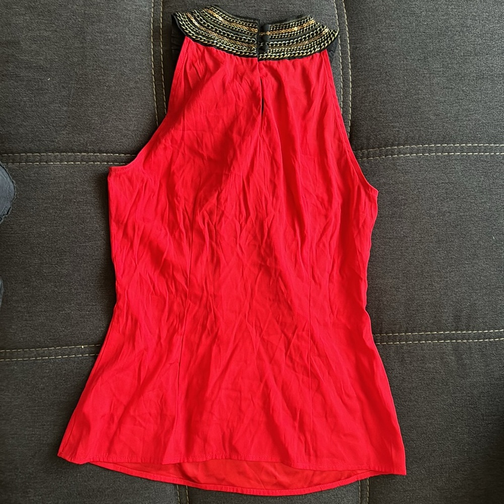 Cache Beaded Cowl Neck Top In Red Xs - image 3